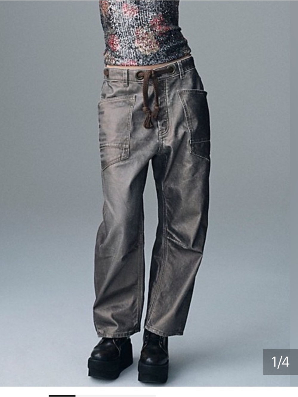 NWOT! Free People We The Free Moxie Metallic Low Slung Barrel Jeans